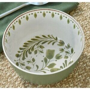 Better Homes and Garden Melamine Cereal Bowls 2-pc Green White Floral Stripes